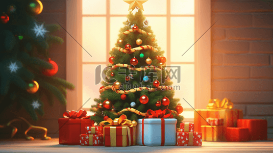 现代感唯美圣诞树插画3