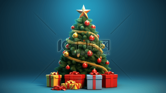 绿色圣诞树可爱插画20