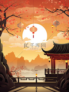 红色数字8插画图片_中国新年喜庆红色插画8