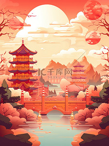 中国新年喜庆红色插画6