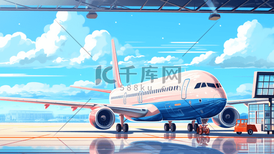 彩色机场飞机插画16