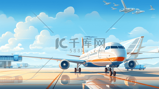 彩色机场飞机插画24