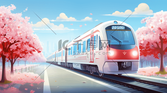 春运火车交通运输插画12