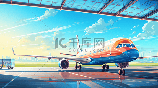 彩色机场飞机插画9