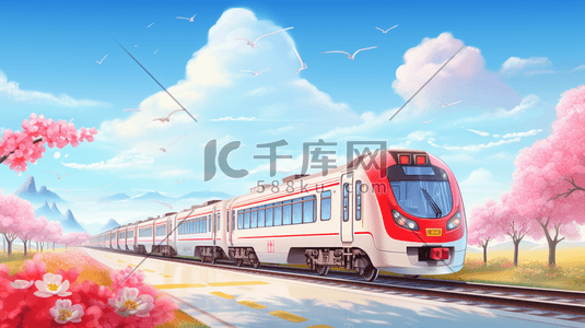 春运火车交通运输插画23