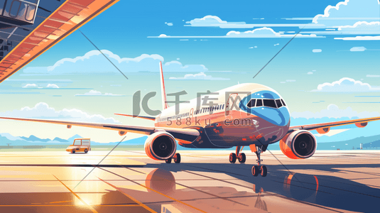 彩色机场飞机插画8