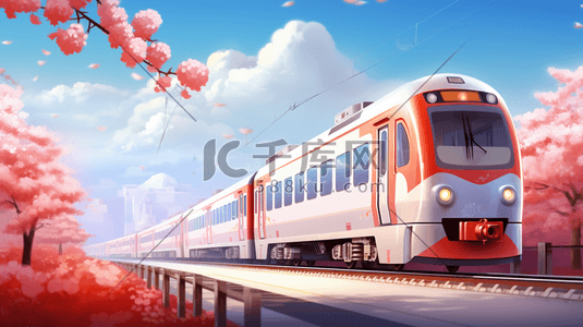 春运火车交通运输插画10