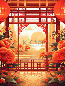 中国新年喜庆红色插画2