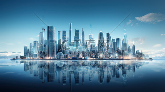 先进表彰插画图片_玻璃建筑城市景观未来城市16