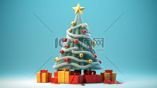 3D立体圣诞树礼物圣诞节插画29