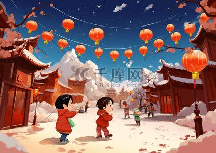 国潮背景红色喜庆插画图片_龙年海报插画背景