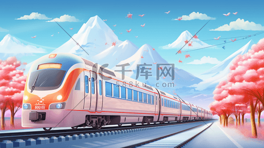 交通运输标志插画图片_春运火车交通运输插画15