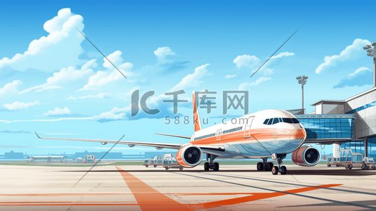 飞机运输插画图片_彩色机场飞机插画12
