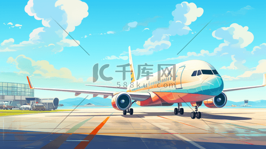 彩色机场飞机插画11