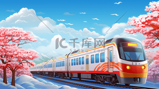 春运火车交通运输插画19