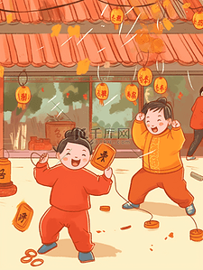 中国风新春背景插画图片_2024年国潮插画中国风