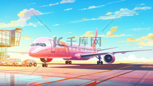 飞机运输插画图片_彩色机场飞机插画4