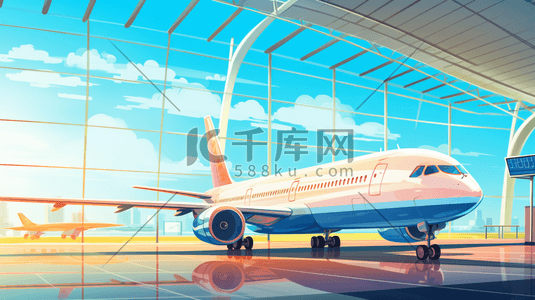 飞机运输插画图片_彩色机场飞机插画27