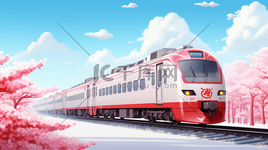 交通运输标志插画图片_春运火车交通运输插画1