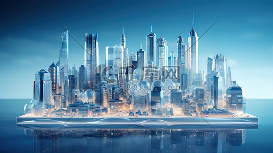 先进插画图片_玻璃建筑城市景观未来城市18
