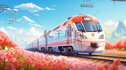 交通运输标志插画图片_春运火车交通运输插画22