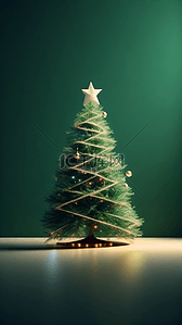 圣诞节唯美背景圣诞树插画
