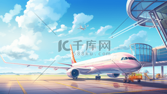 飞机运输插画图片_彩色机场飞机插画6