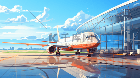 飞机运输插画图片_彩色机场飞机插画1