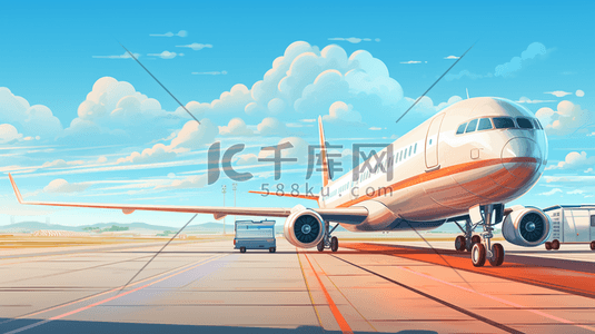 彩色机场飞机插画22