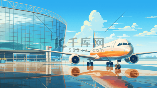 彩色机场飞机插画5