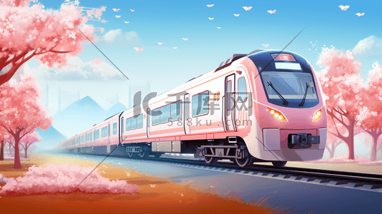 交通运输标志插画图片_春运火车交通运输插画30