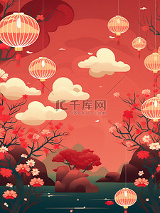 中国新年喜庆红色插画7