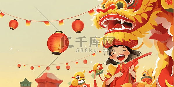 国潮春节背景插画图片_春节国潮插画背景