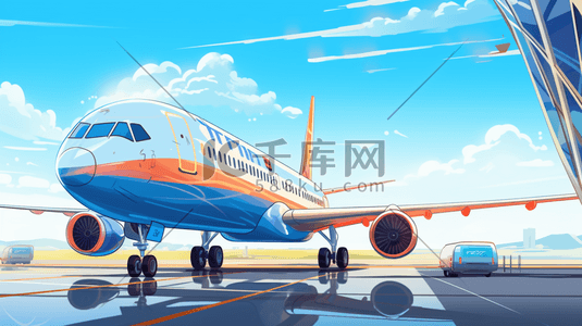 飞机运输插画图片_彩色机场飞机插画25