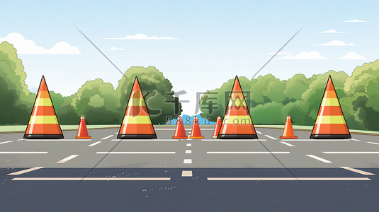 警示性标语插画图片_道路安全锥安全警示4