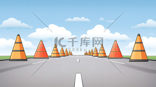 警示性标语插画图片_道路安全锥安全警示7