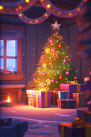 圣诞节圣诞树海报3d插画