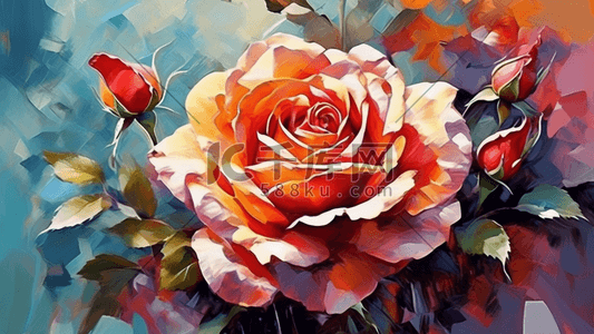 抽象花卉插画图片_抽象花卉玫瑰插画