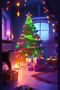 圣诞节海报圣诞树3d插画
