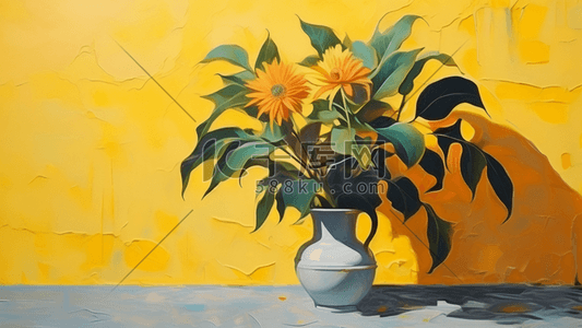 植物抽象黄色静态插画