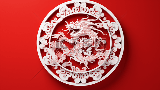 红色立体纹理插画图片_红色中国风圆形雕刻插画2
