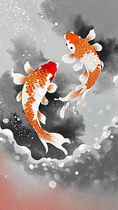 中国风插画传统新年锦鲤7