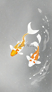 红锦鲤插画图片_中国风插画传统新年锦鲤