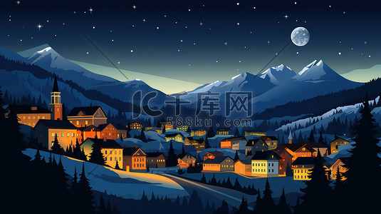 瑞士小镇雪景的夜晚16