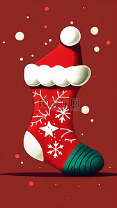 圣诞袜插画图片_圣诞节圣诞袜简约风格