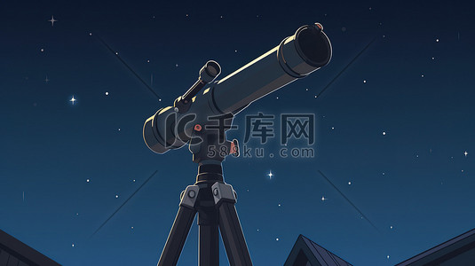 望远镜观星插画图片_夜空望远镜的插图6