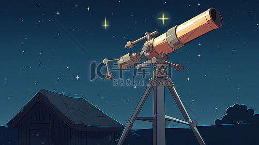 望远镜观星插画图片_夜空望远镜的插图12