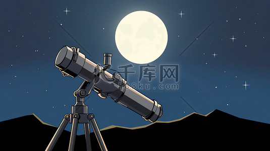 望远镜观星插画图片_夜空望远镜的插图8
