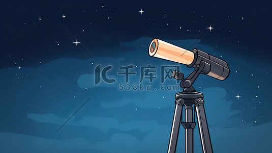 望远镜观星插画图片_夜空望远镜的插图