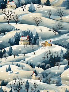 圣诞7插画图片_迷人的冬季风景插画7